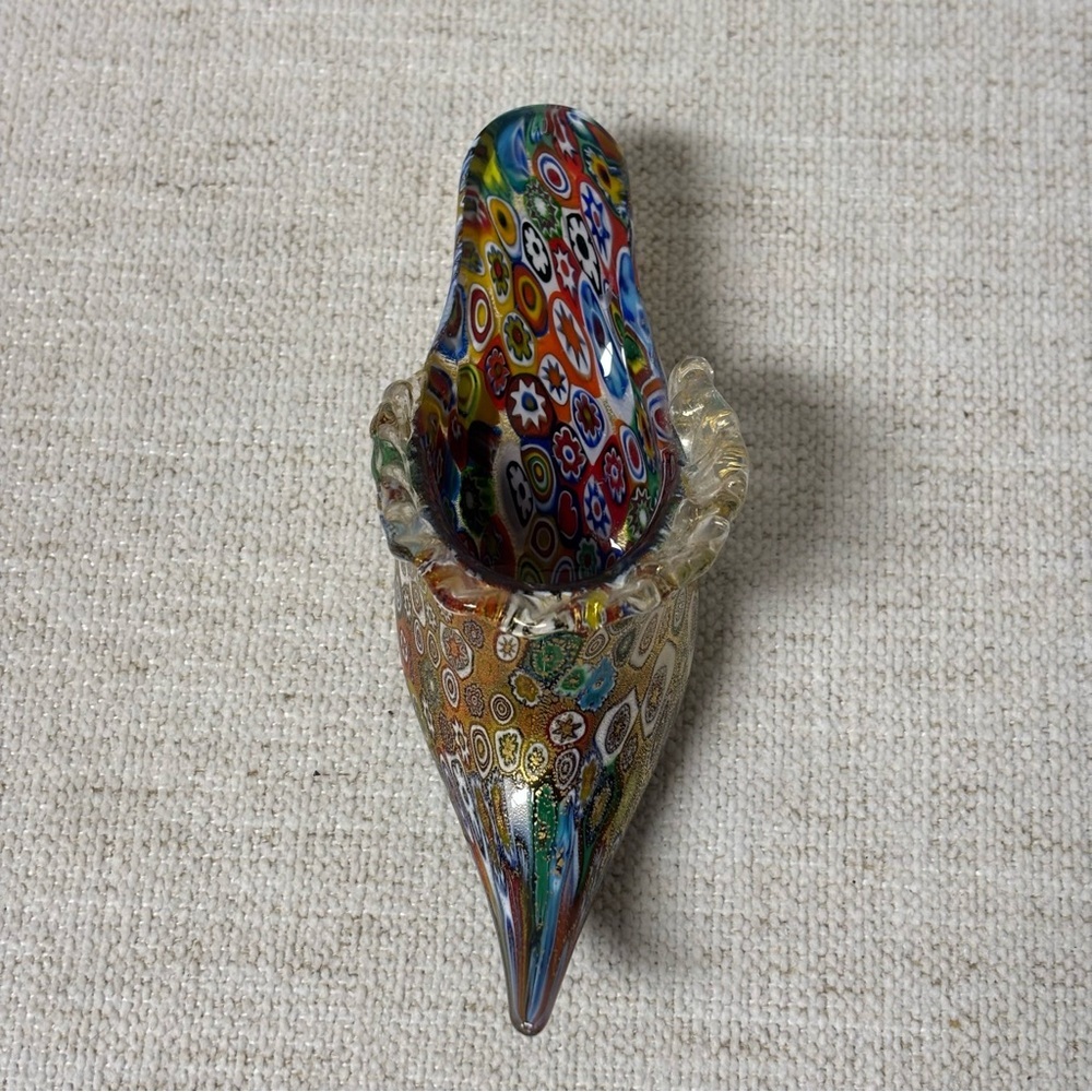 GlassOfVenice Murano Glass Golden Quilt Millefiori Slipper - Picture 3 of 8